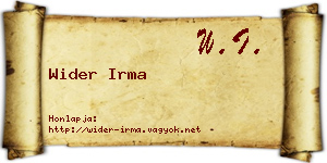 Wider Irma névjegykártya